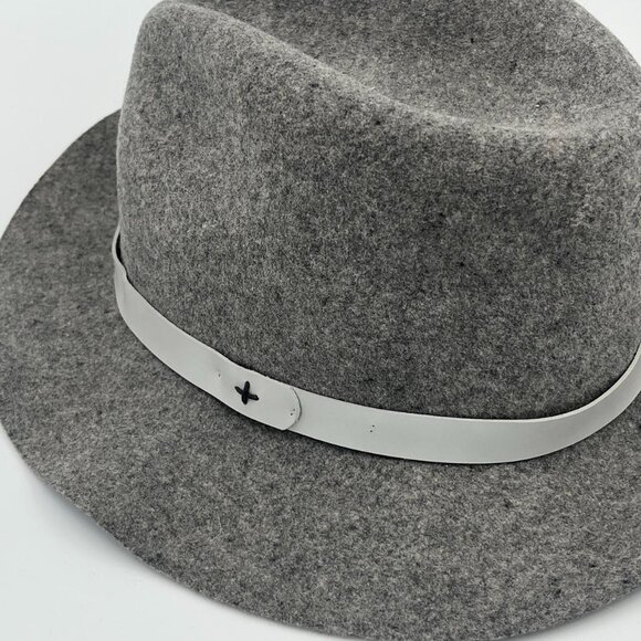 Grey Rag & Bone wool felt fedora hat with grey ribbon detail main image 6